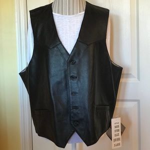 EXCELLED Men’s Button-front 100% Leather Vest XL